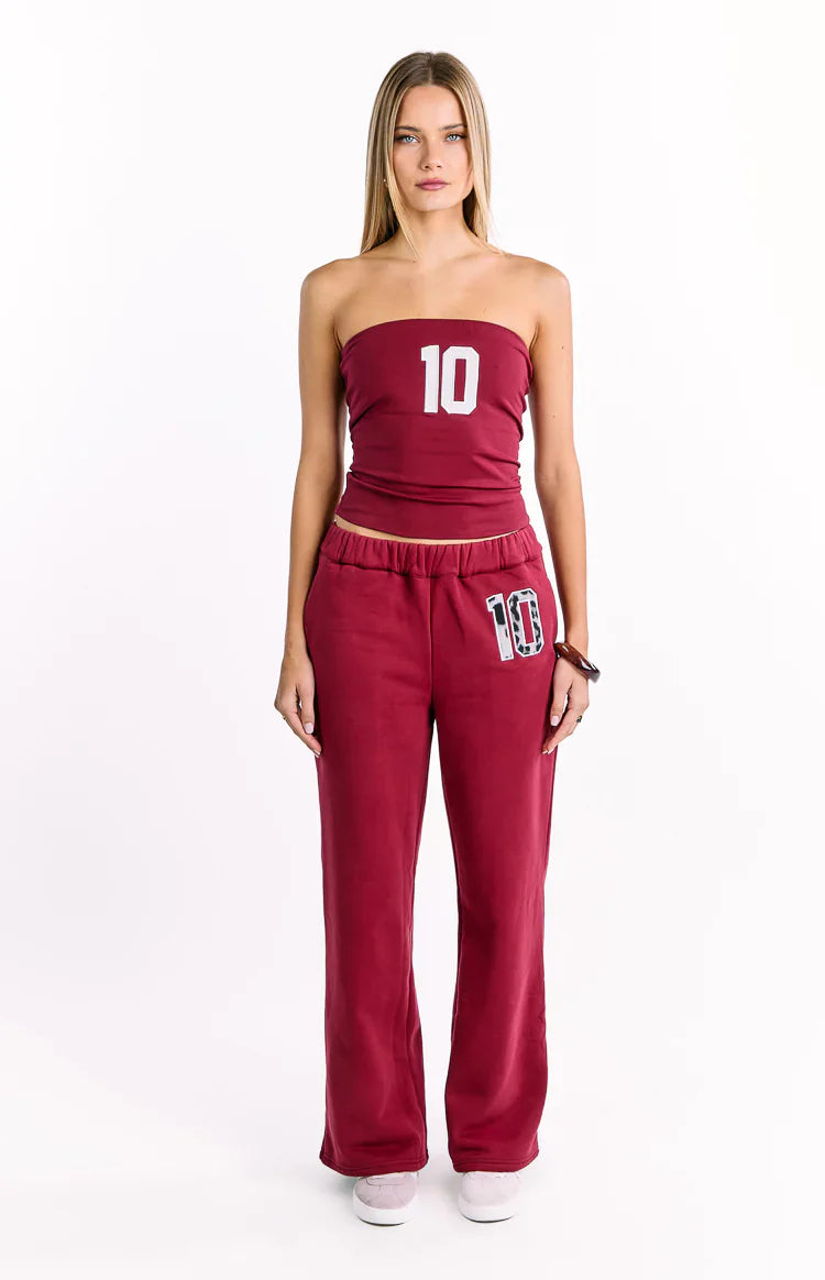 Dania Leopard Star Track Pants | Burgundy