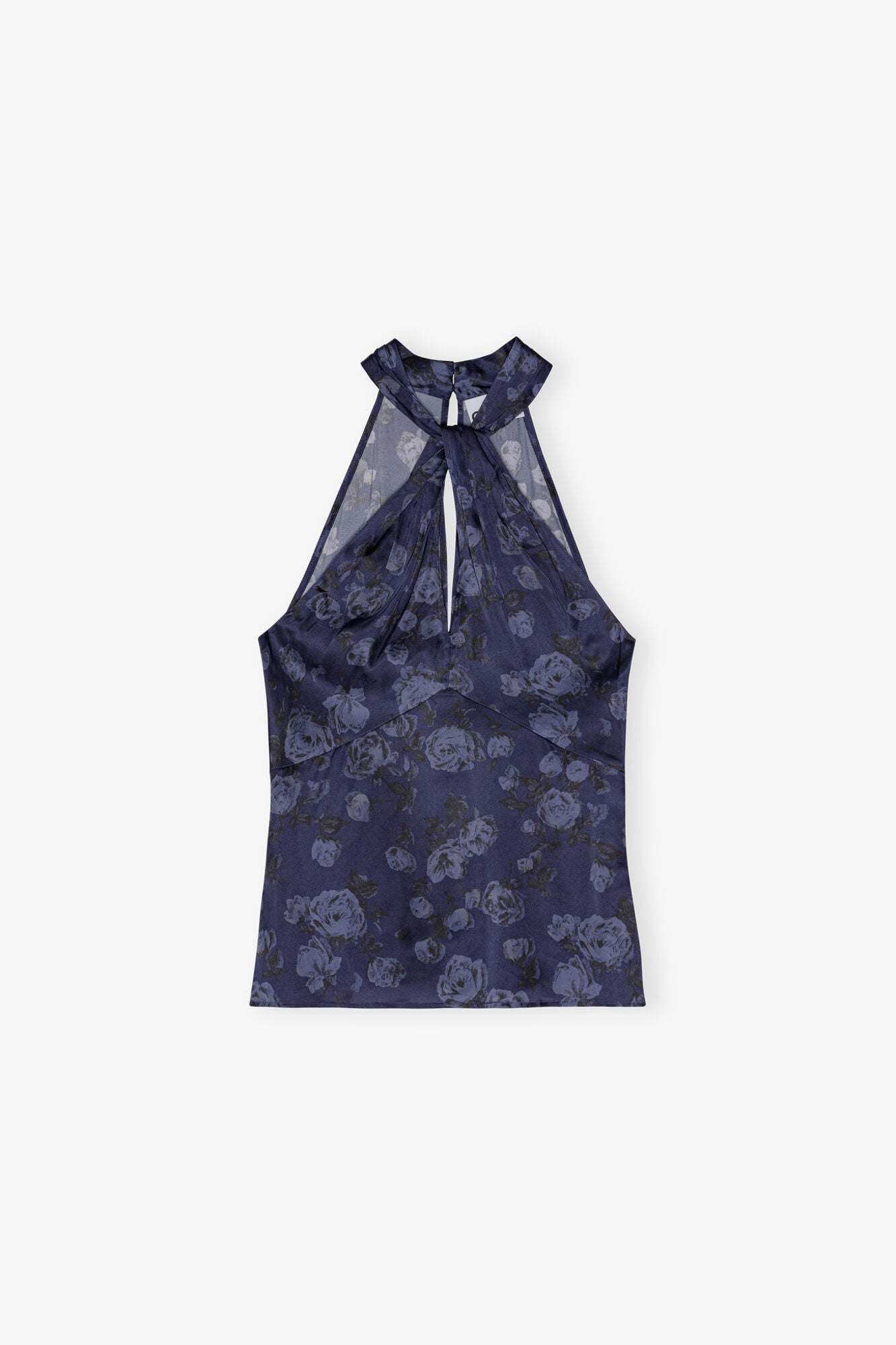 Dark Blue Floral Printed Top | Peacoat