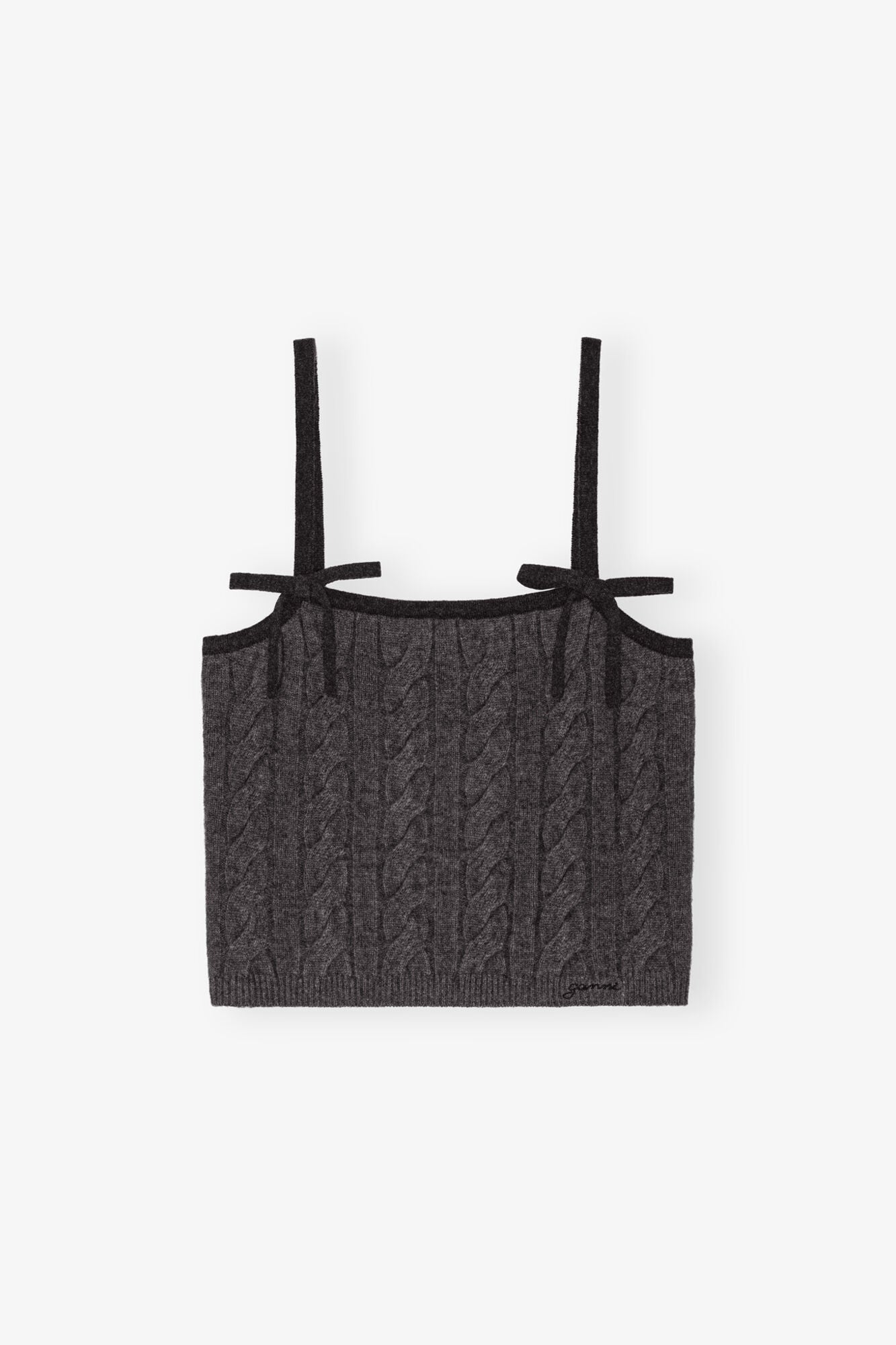 Dark Gray Cable Knit Strap Top | Phantom