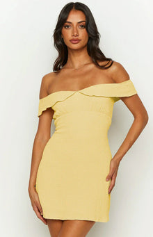 Daydreaming Off Shoulder Mini Dress | Yellow