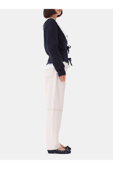 Denim Eyelet Bow Ballerinas | Dark Navy