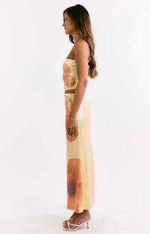 Denzel Floral Sequin Maxi Skirt | Yellow