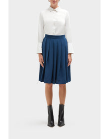 Dixie Silk Pleated Skirt | Pageant Blue