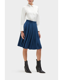 Dixie Silk Pleated Skirt | Pageant Blue