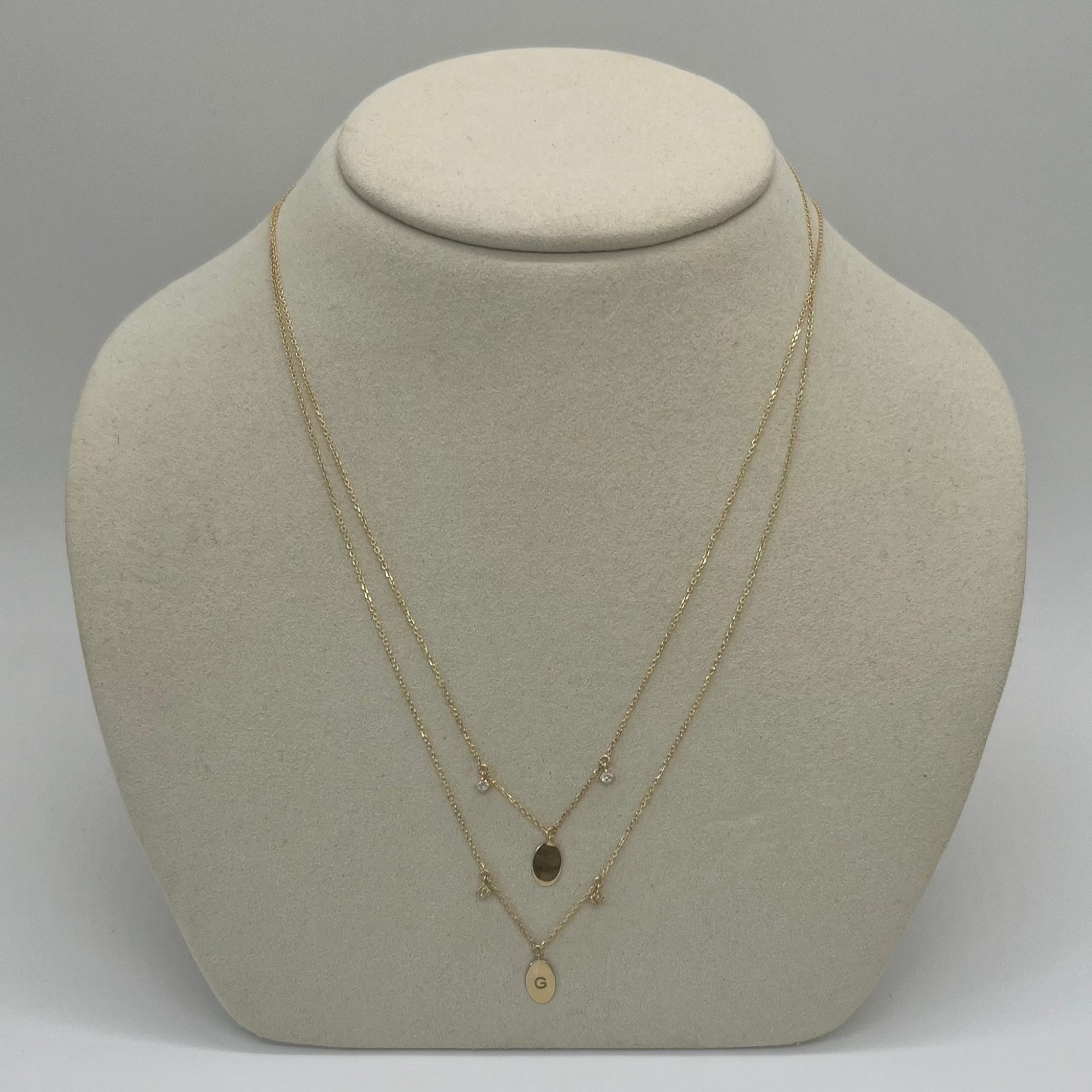 Double Diamond Tag Necklace | 10K Yellow Gold