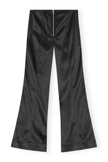 Double Satin Flared Trousers | Black