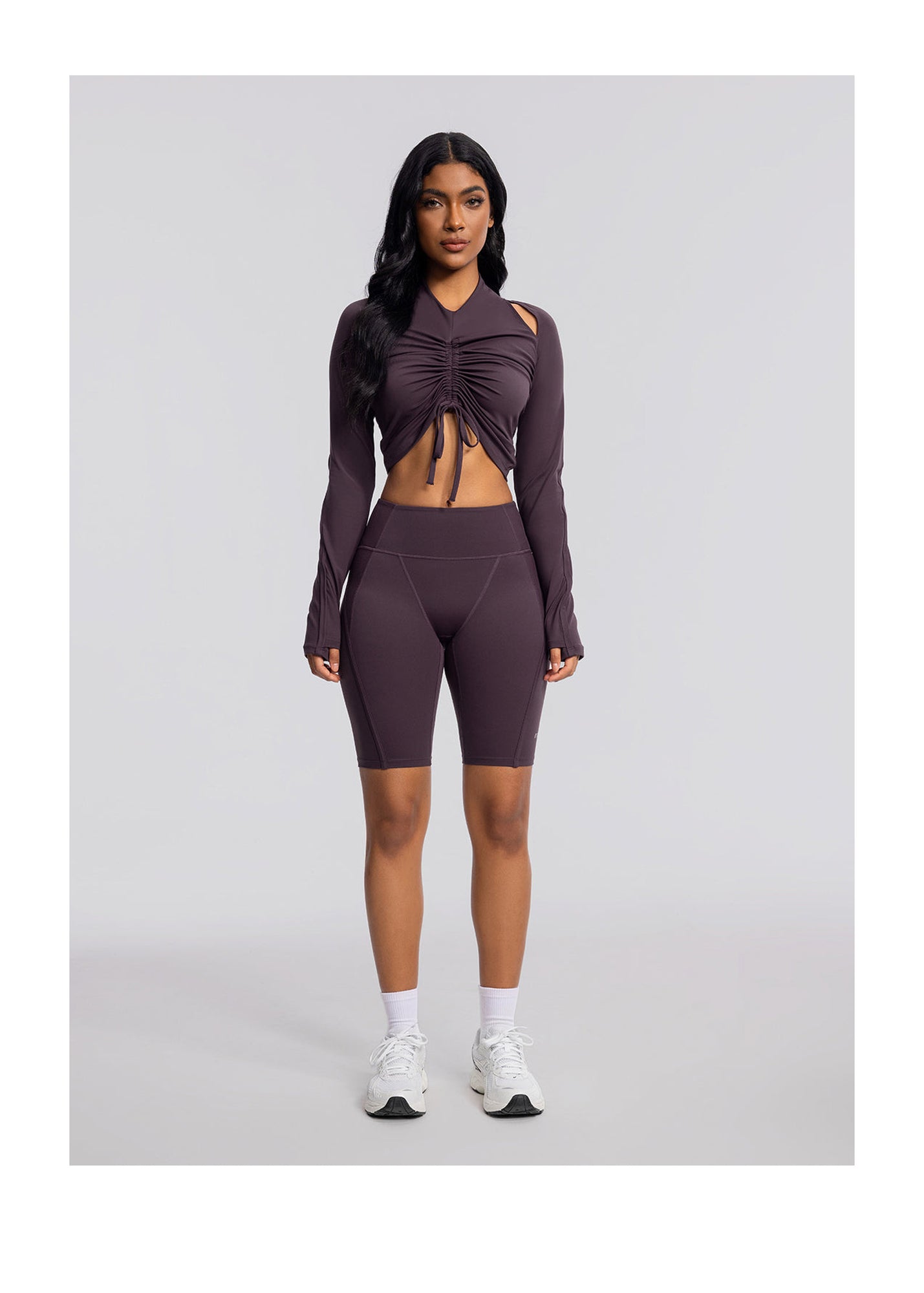Drawstring Crop Top | Midnight Plum