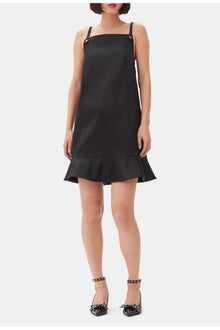 Duchesse Satin Mini Dress | Black