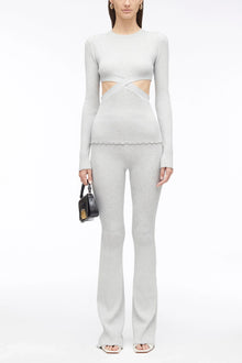 Marled Lurex Crossover Cut Out Pullover | Black/Midnight