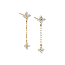 14K Gold Floral Diamond Chain Drop Earrings 14K - Adina's Jewels