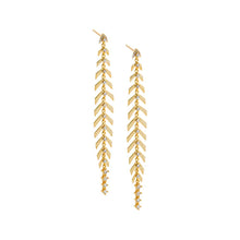 Gold Colored Fishbone Long Drop Stud Earring - Adina's Jewels
