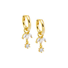 Gold CZ Marquise Dangling Cluster Huggie Earring - Adina's Jewels