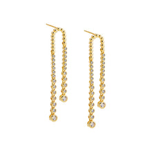 Gold Fancy CZ Bezel Double Tennis Drop Stud Earring - Adina's Jewels