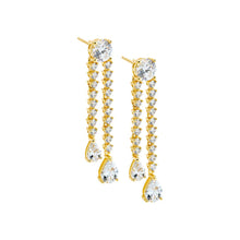 Gold Fancy CZ Tennis Drop Pear Stud Earring - Adina's Jewels