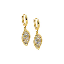 Gold Pave Curved Marquise Drop Huggie Earring - Adina's Jewels