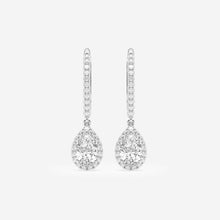 1.25 CT Pear/Round Lab-Grown Diamond | Drop Earrings | 14K White Gold | F Color | VS Clarity