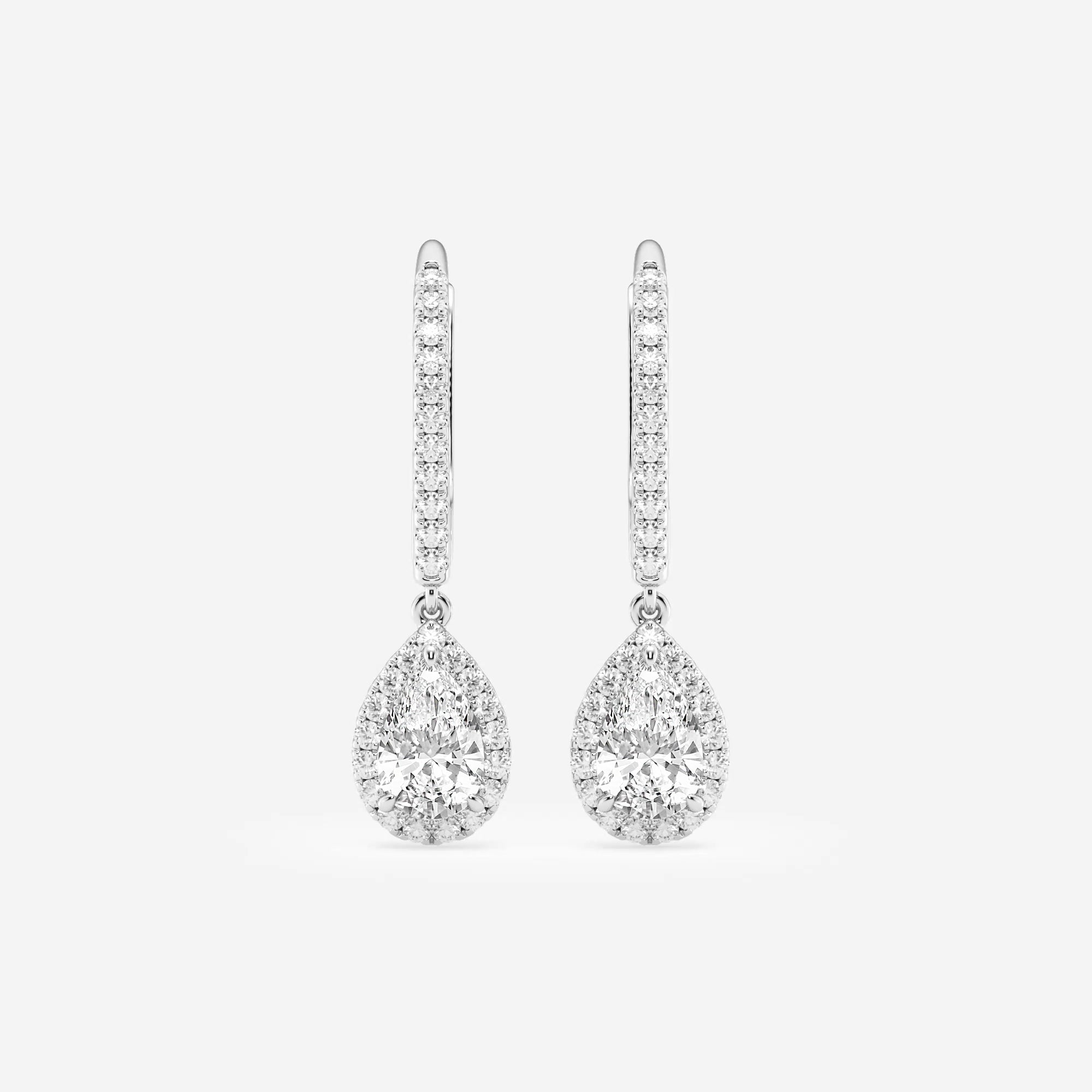1.25 CT Pear/Round Lab-Grown Diamond | Drop Earrings | 14K White Gold | F Color | VS Clarity