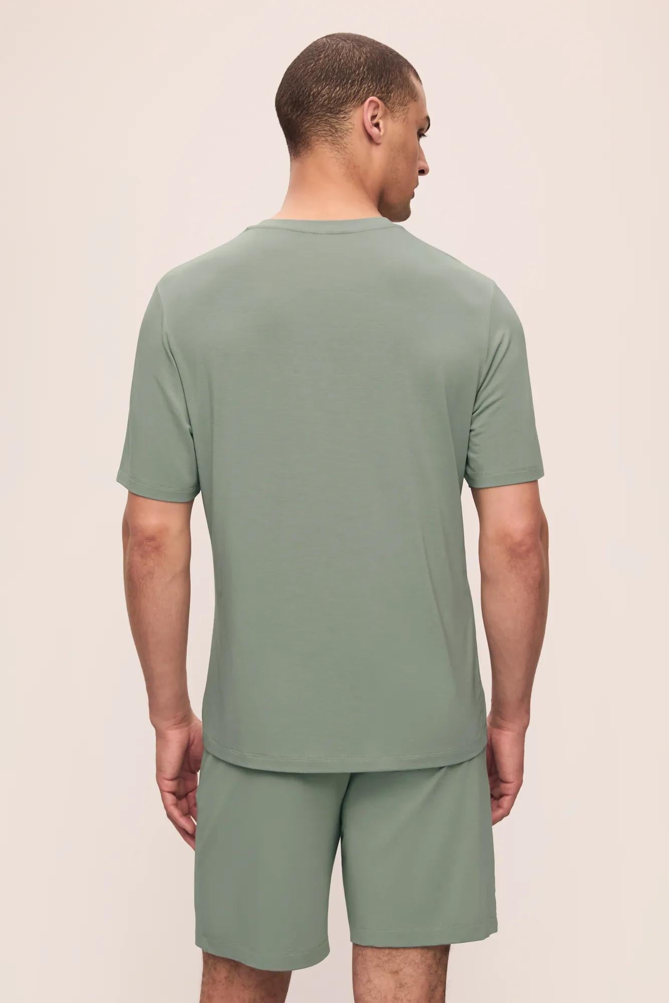 Model is wearing Henry TENCEL Modal TENCEL Modal Short PJ Set in Eucalyptus