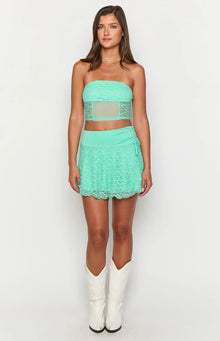 Stay Strapless Lace Corset Top | Teal