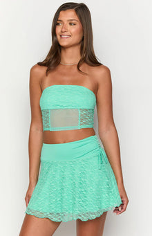 Stay Strapless Lace Corset Top | Teal