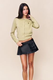 Womens | Onyx Leather Cargo Mini Skirt | Black