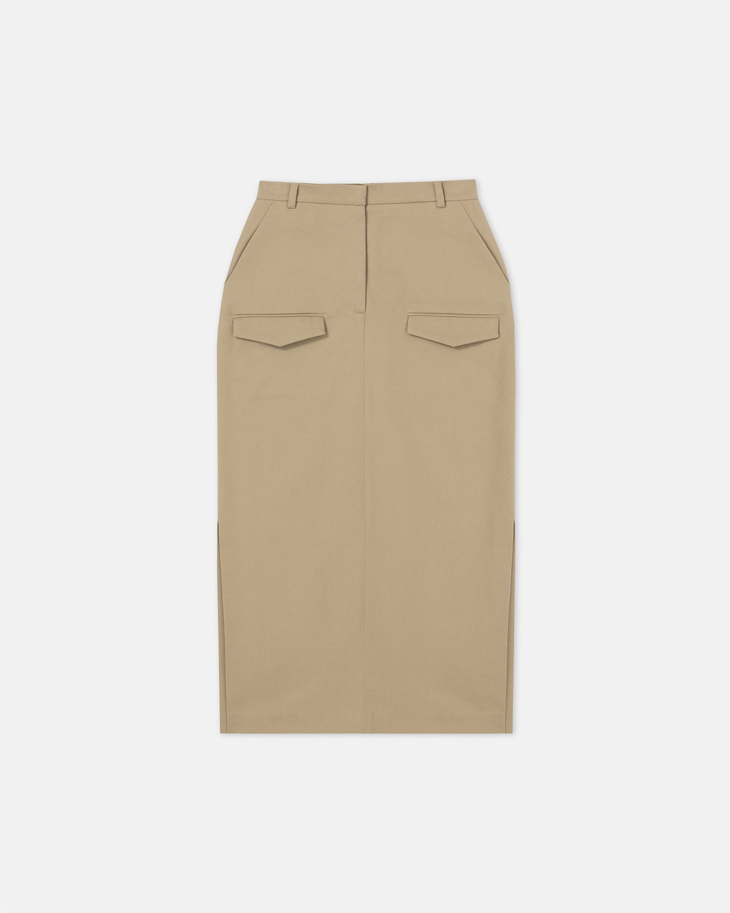 Edena Cavalry -Twill Midi Skirt | Pebble