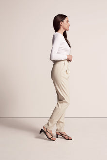 Another Tomorrow Single-Pleat Pant in Cream – Viscose Women's Trousers