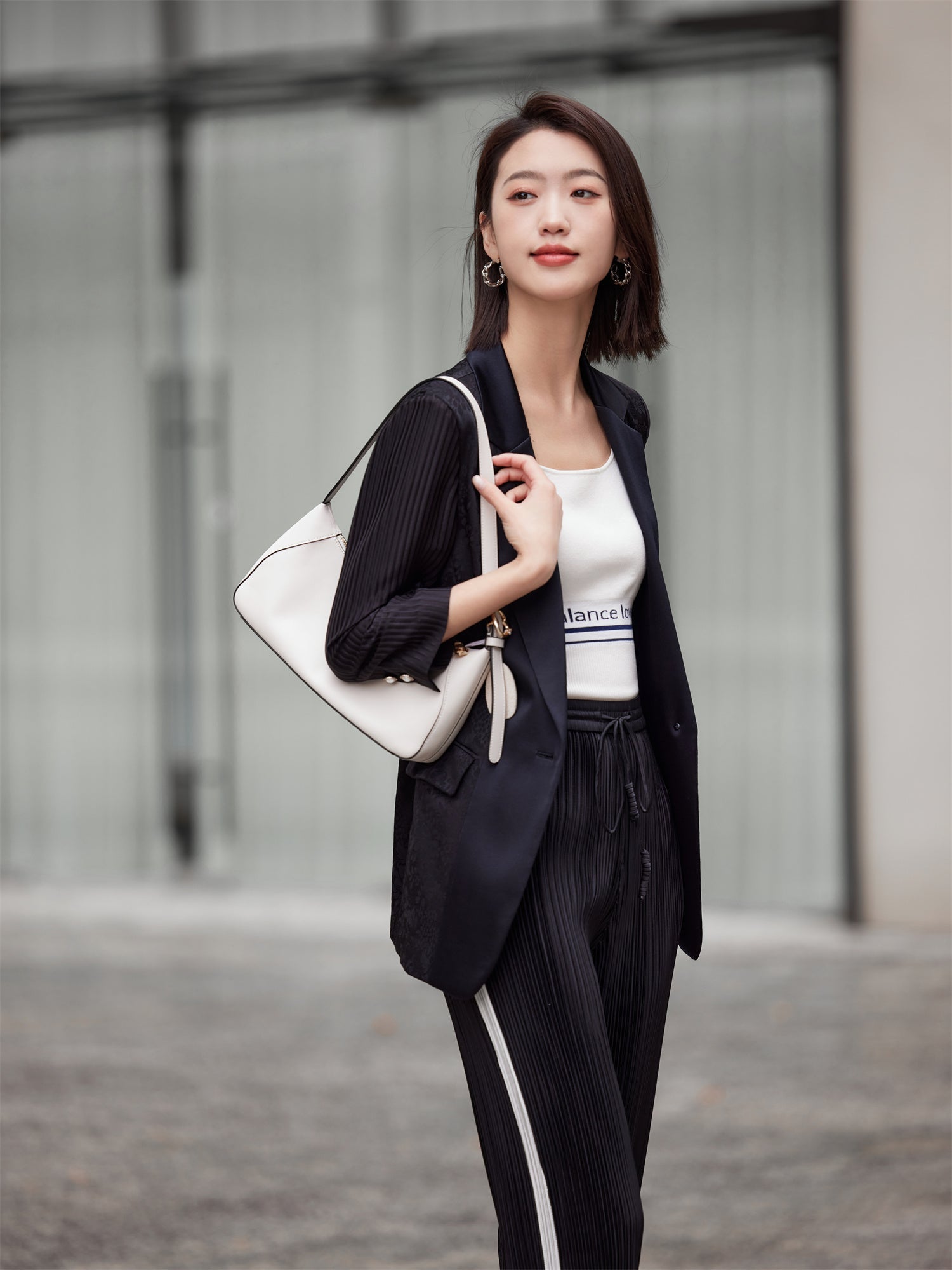 Silk Semi-Sheer Blazer | Black