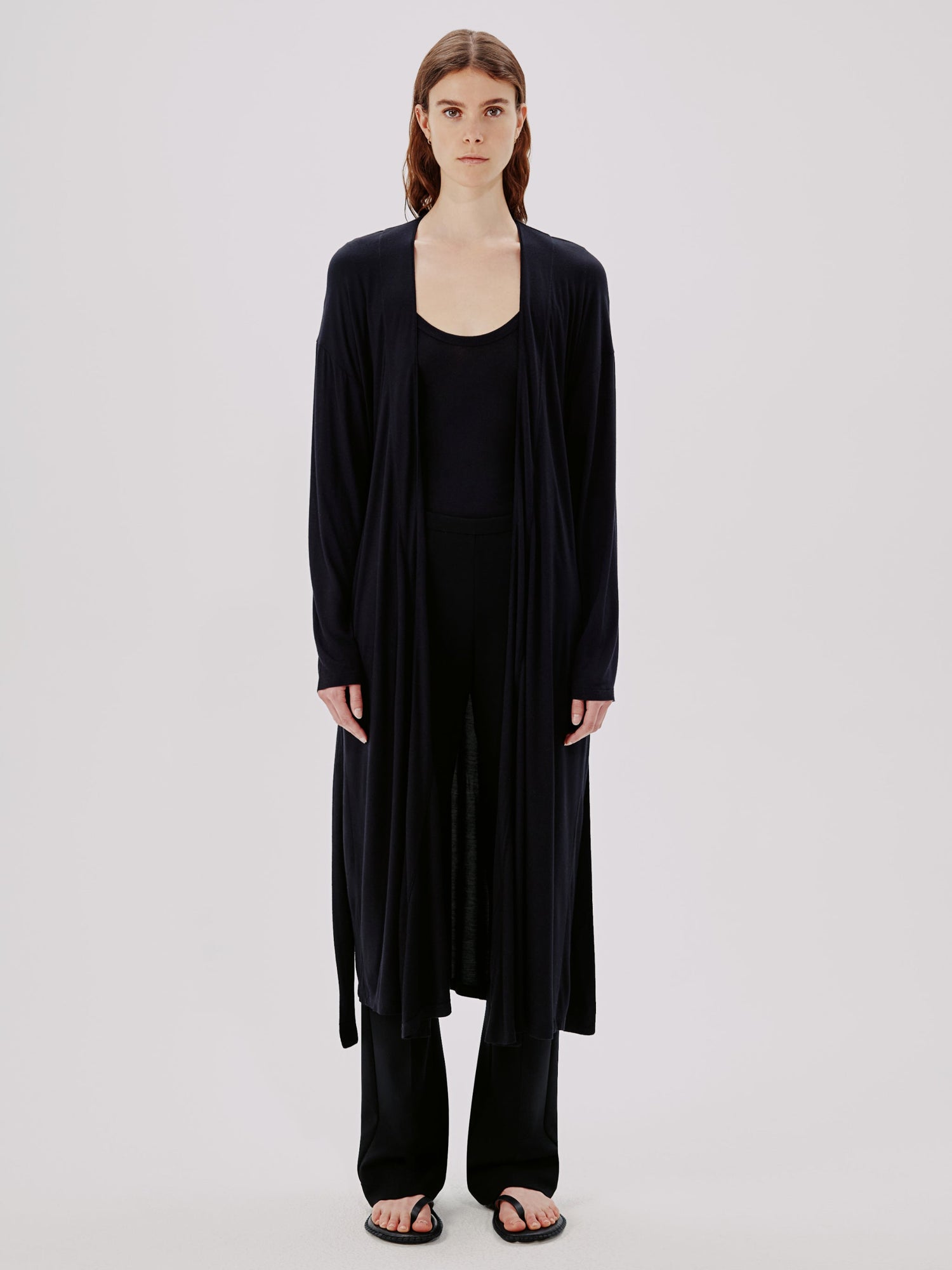 Another Tomorrow Elongated Robe in Black – Jersey Women's Top