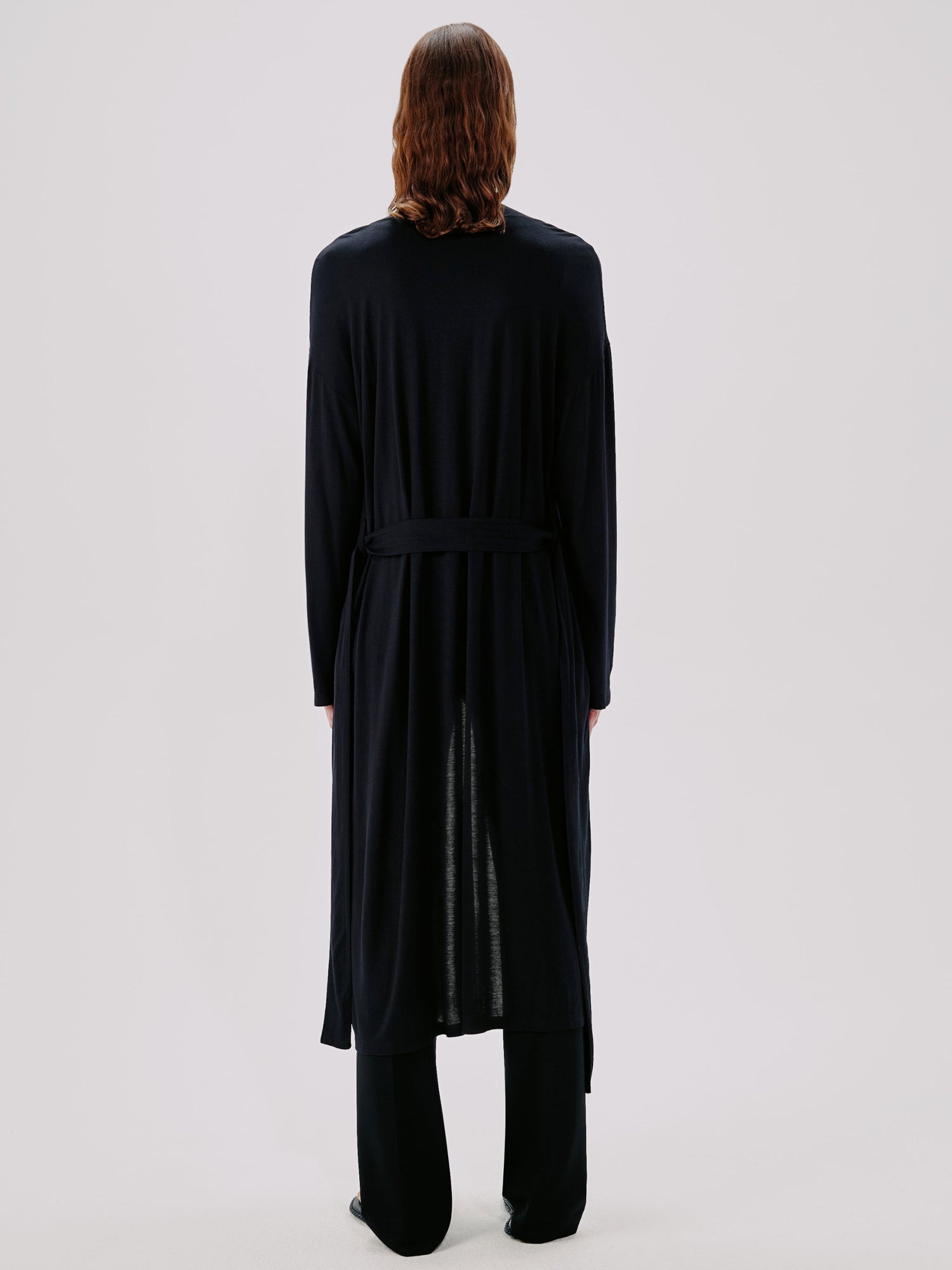 Another Tomorrow Elongated Robe in Black – Jersey Women's Top