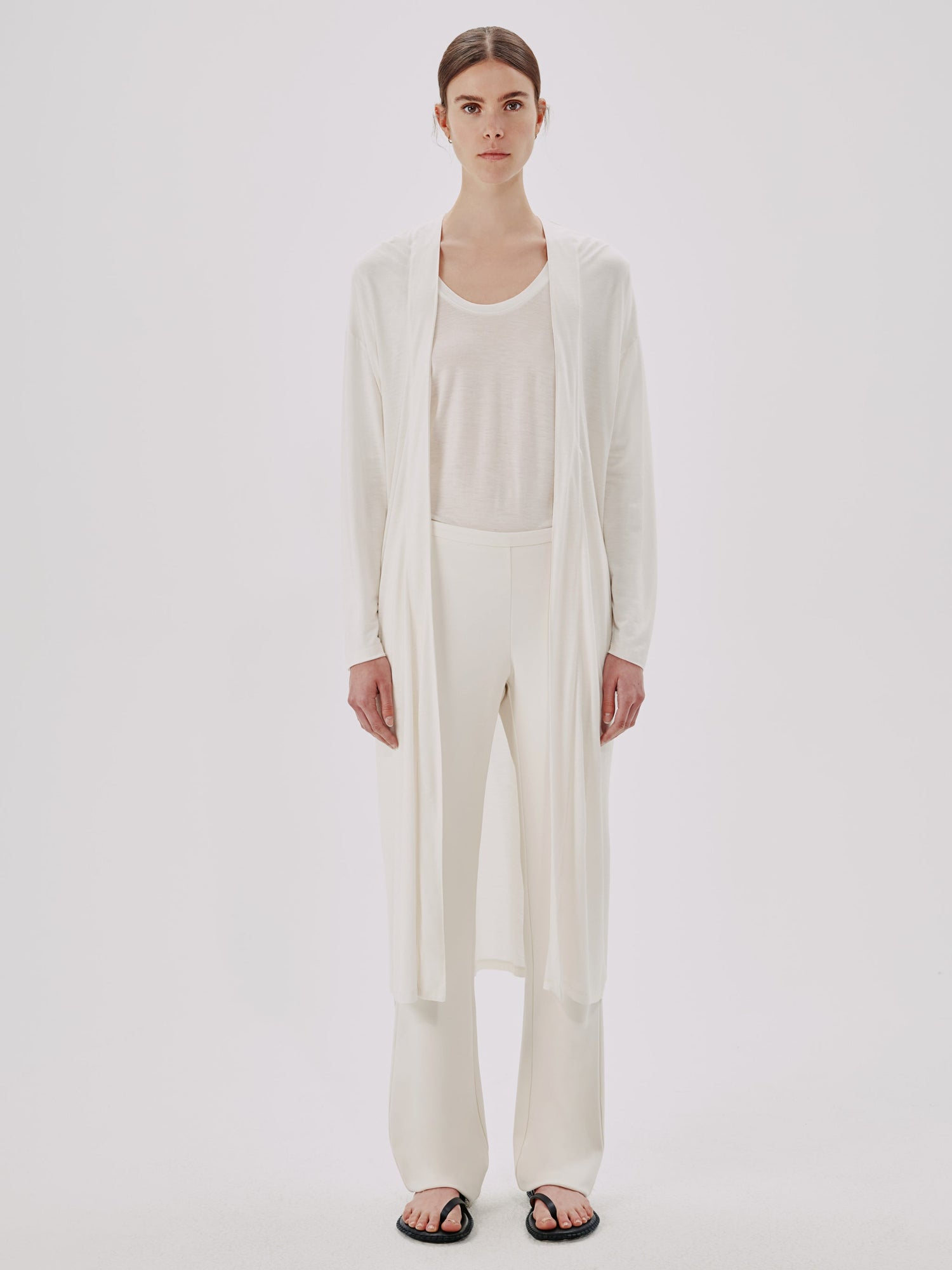 Another Tomorrow Elongated Robe in Vanilla – Jersey Women's Top