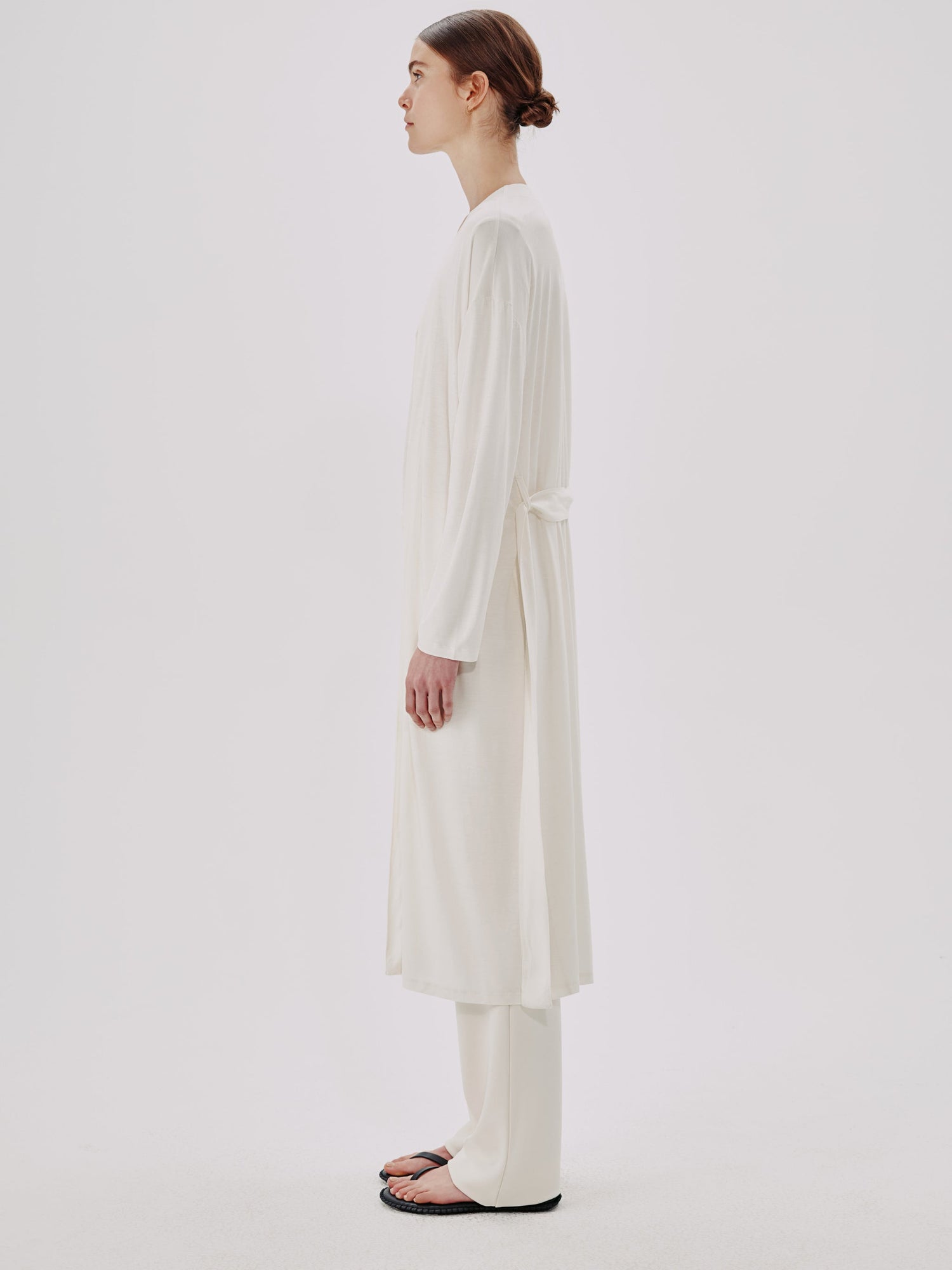 Another Tomorrow Elongated Robe in Vanilla – Jersey Women's Top