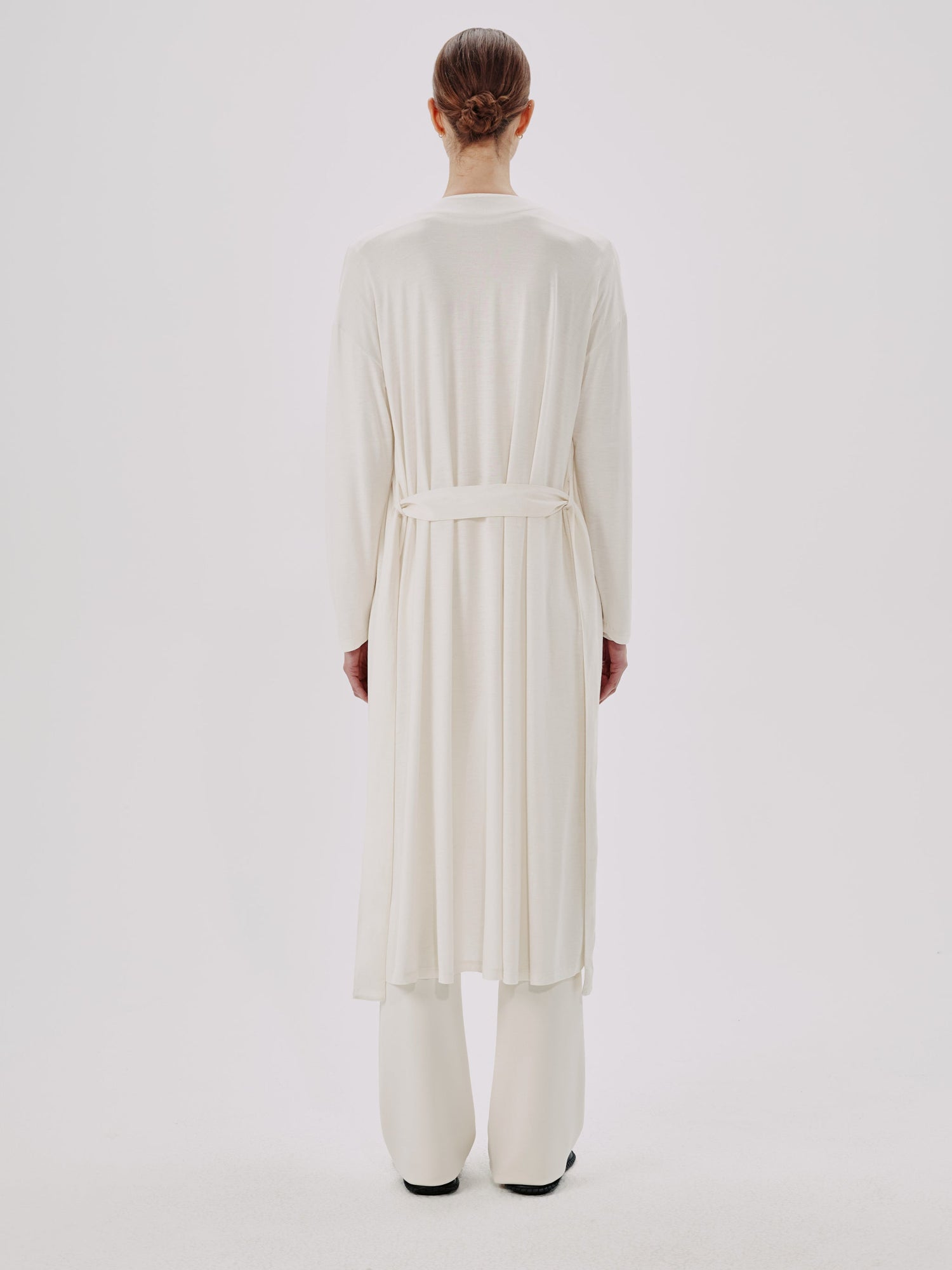 Another Tomorrow Elongated Robe in Vanilla – Jersey Women's Top