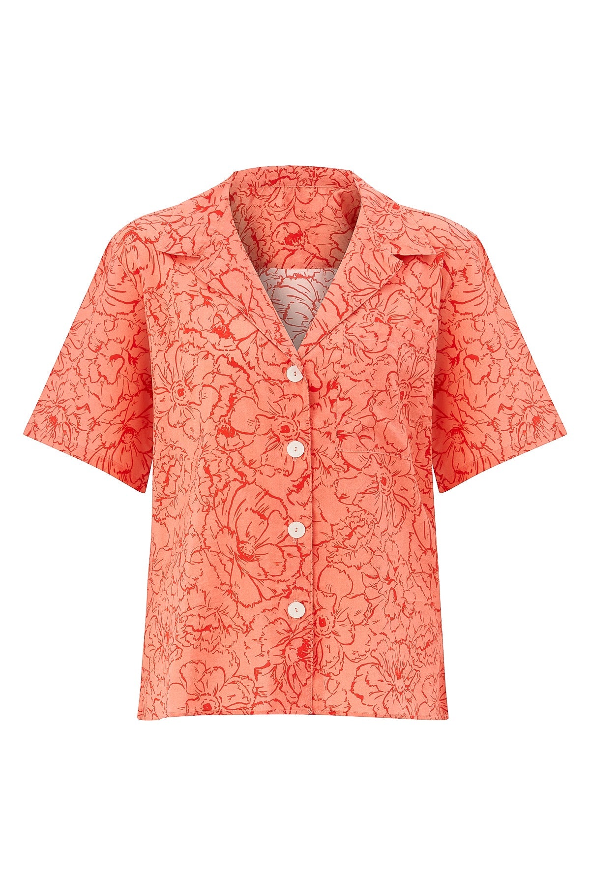 Palm Beach Camp Shirt Top | Flamingo Poppy