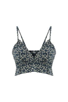 Moonflower Silk Bralette | Navy/Ivory