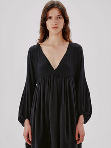 Another Tomorrow Empire Cocoon Dress in Black – Silk Women's Dress