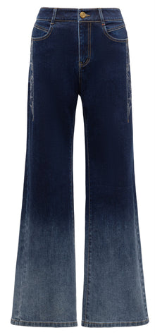 Gradient Straight-Leg Micro-Flare Denim Pants | Navy