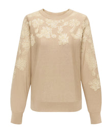 Silk and Wool Cashmere Knitted Sweater | Khaki