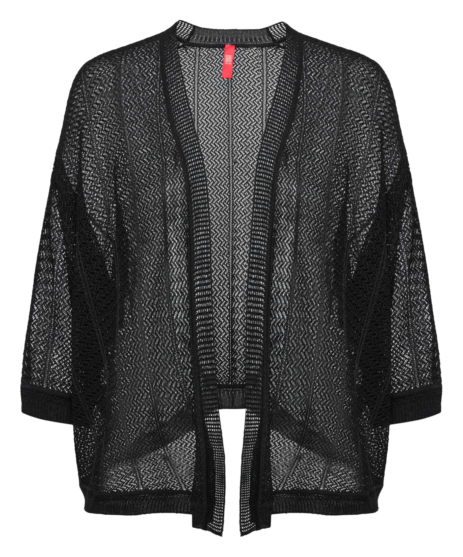 Vertical Geometric Texture Mulberry Silk Knit Cardigan | Black