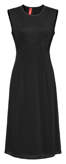 Round Neck Sleeveless Elegant Waist-Defining Dress | Black