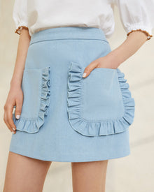 Eura Denim Ruffle Pocket Skirt | Light Denim