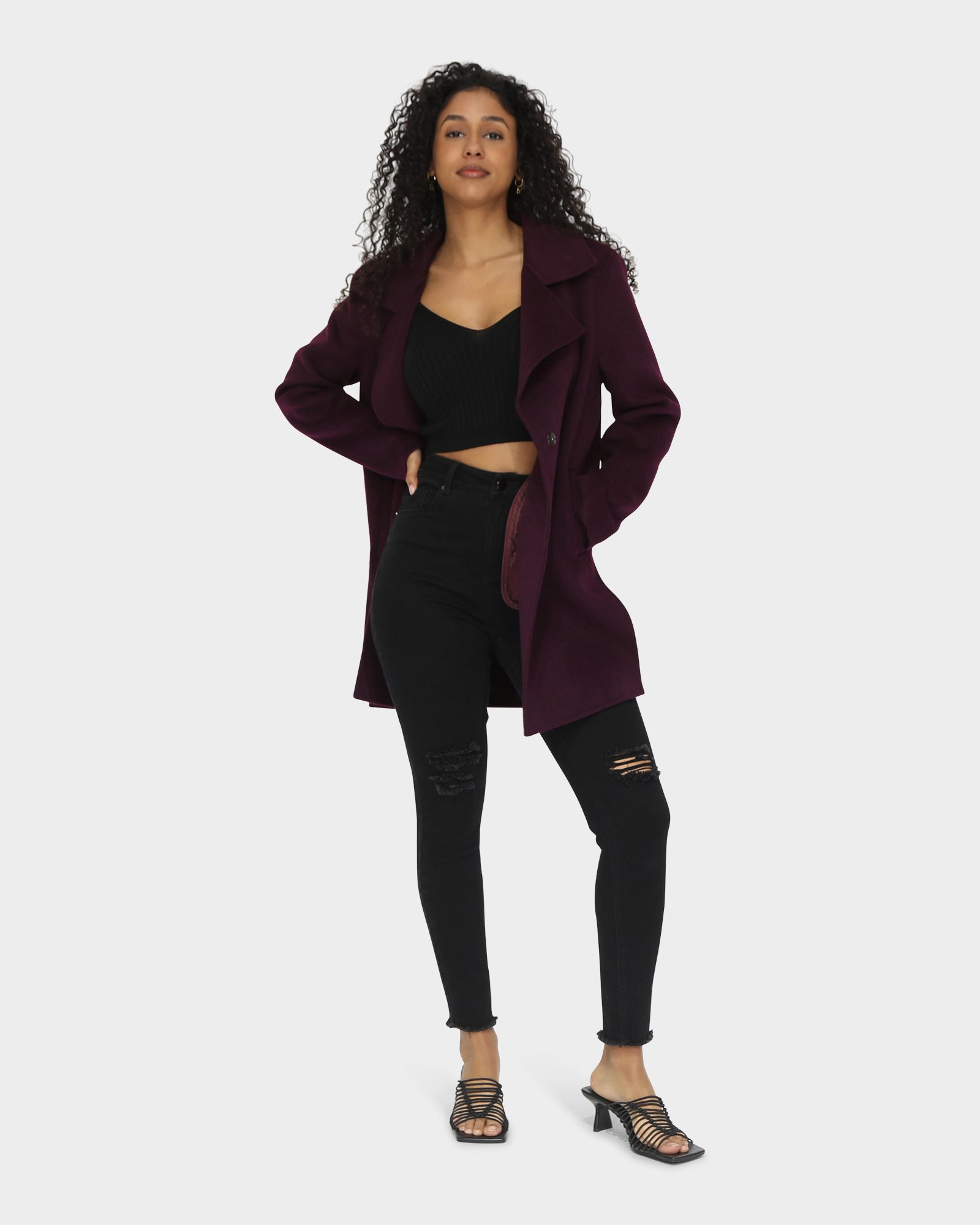 Ex-Boyfriend Wool Blend Oversized Jacket | Women | Deep Plum