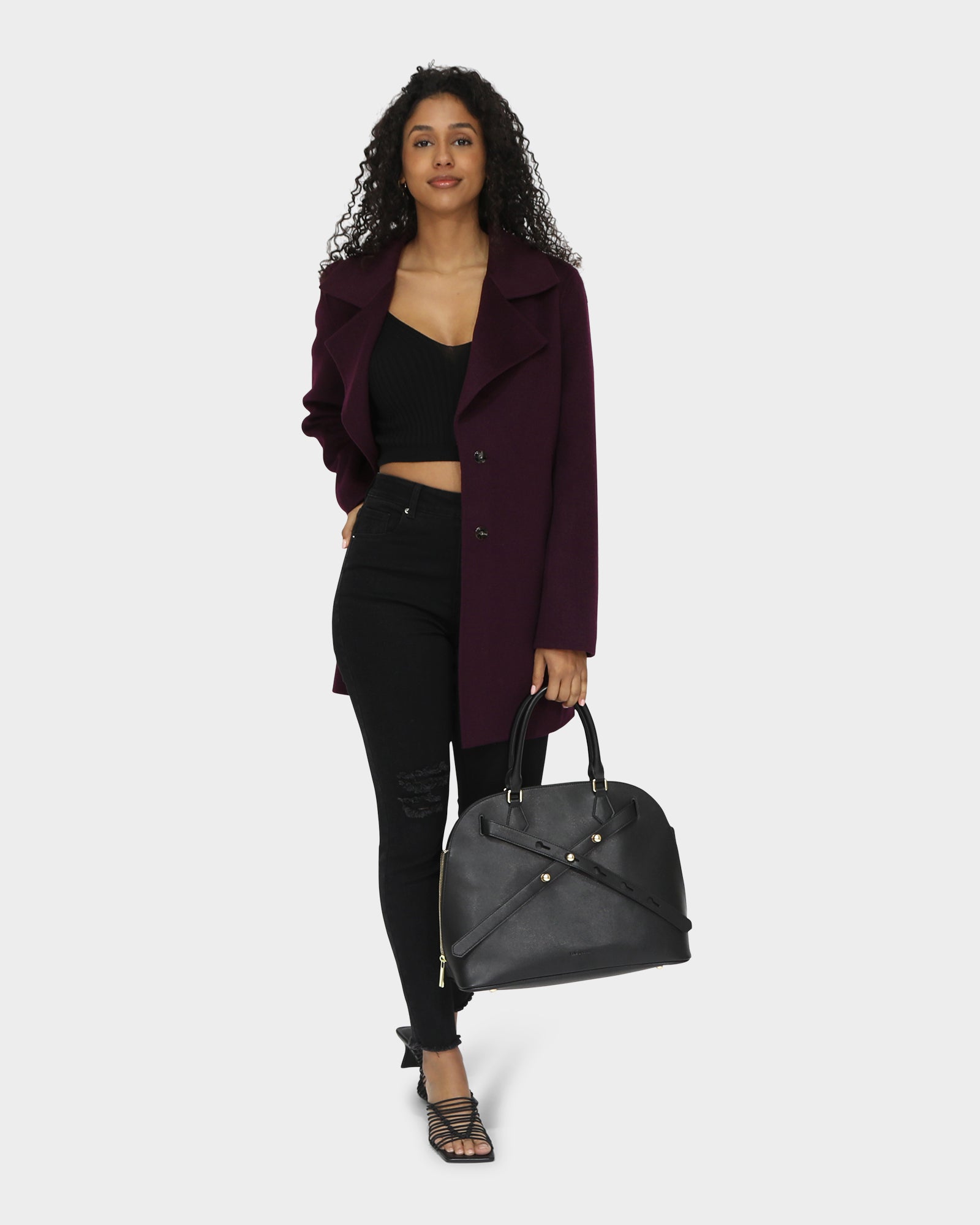 Ex-Boyfriend Wool Blend Oversized Jacket | Women | Deep Plum