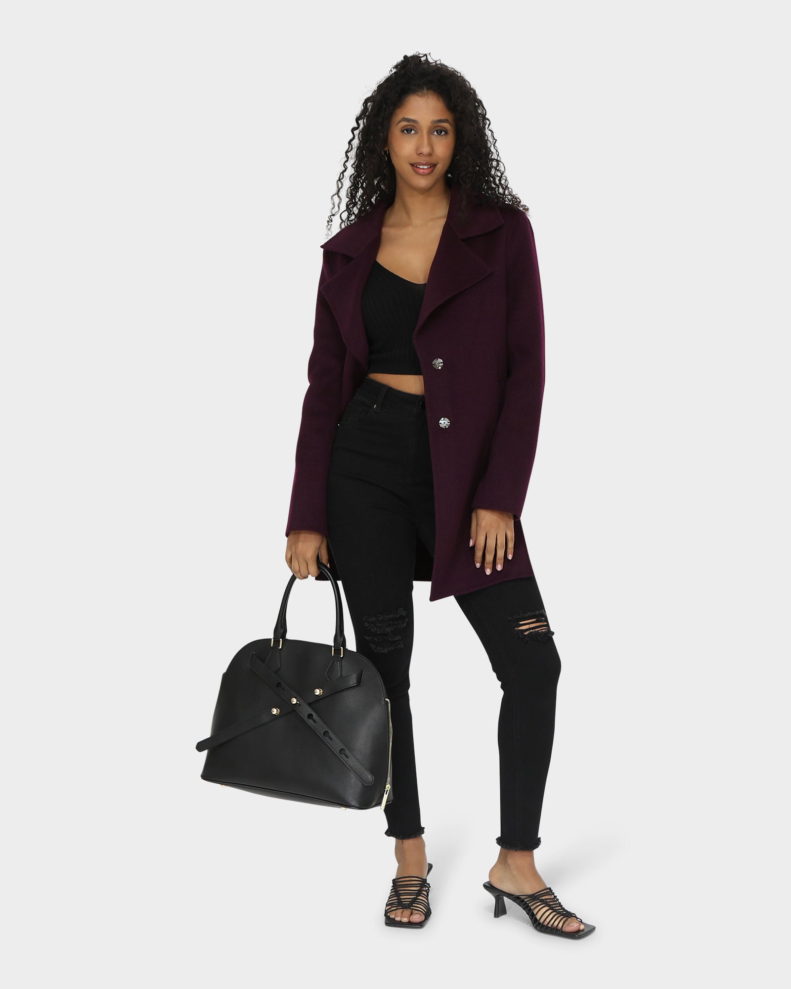 Ex-Boyfriend Wool Blend Oversized Jacket | Women | Deep Plum