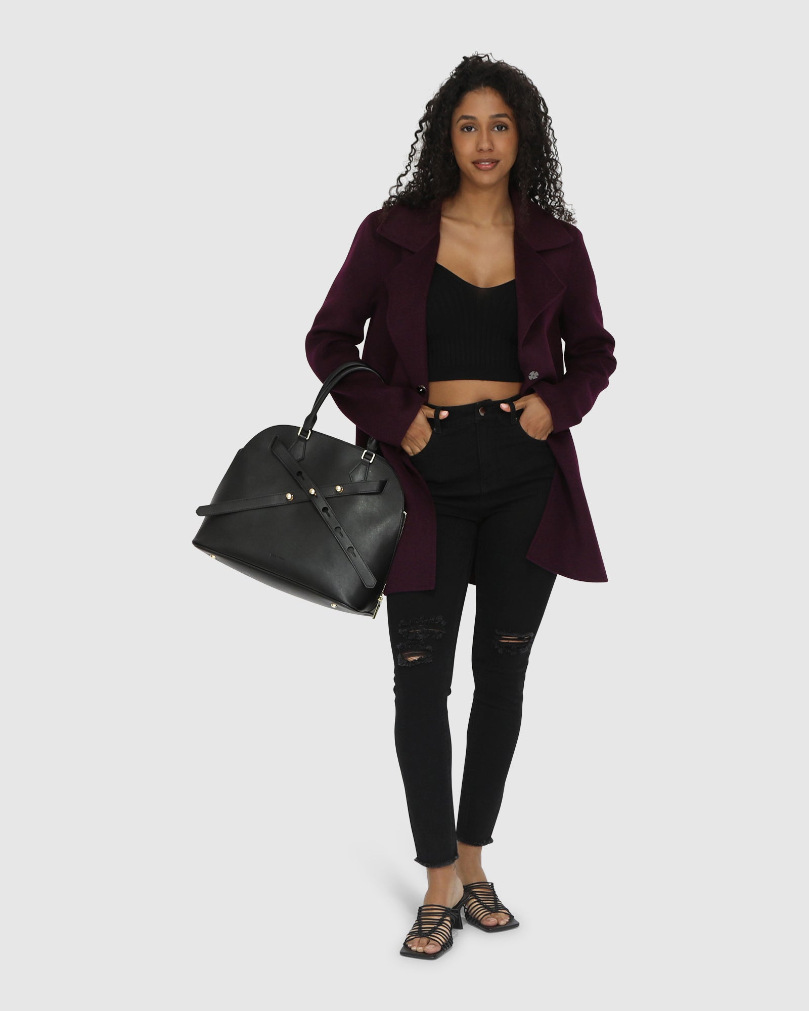 Ex-Boyfriend Wool Blend Oversized Jacket | Women | Deep Plum