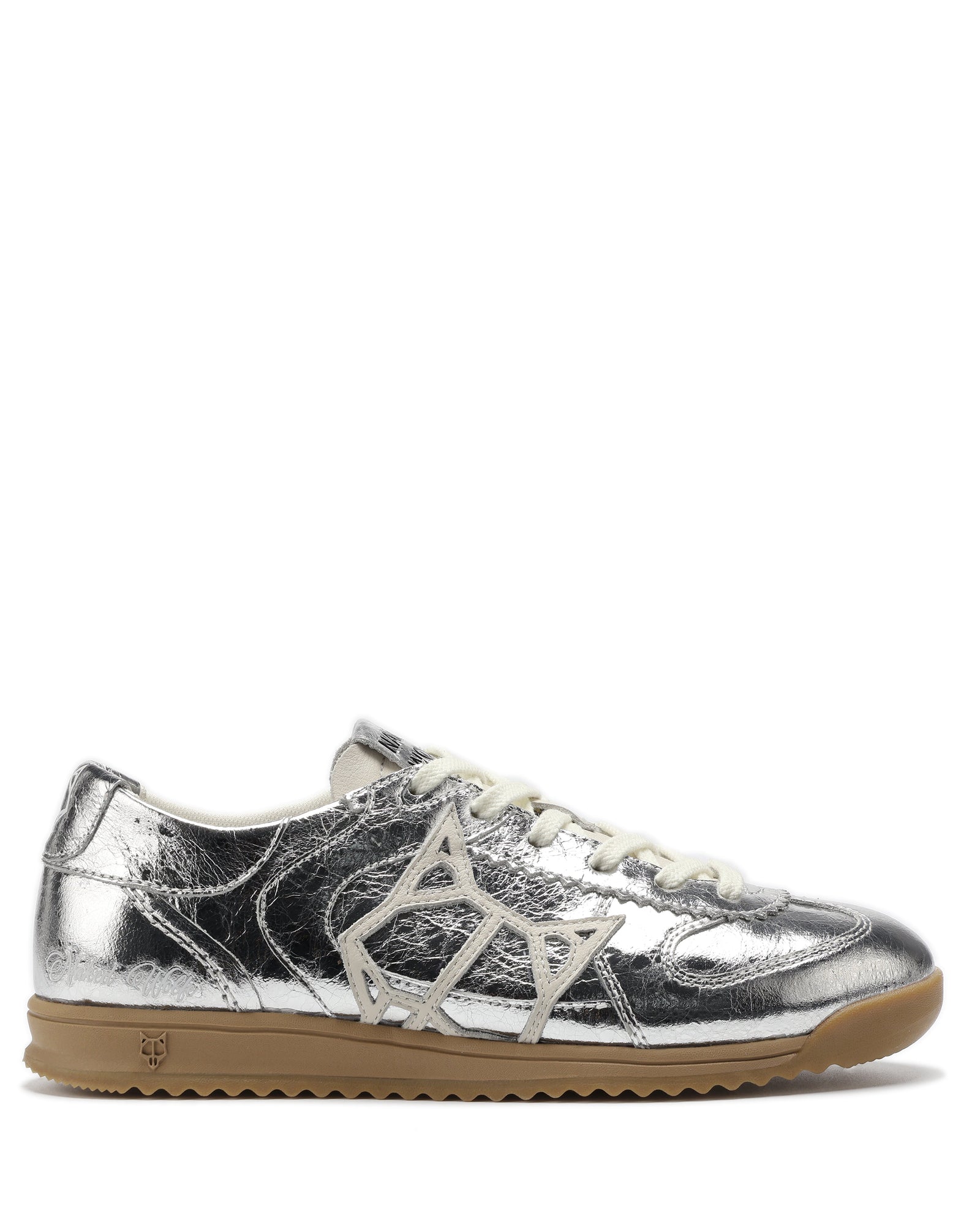 Womens | Exposuree Crinkle Metallic Leather Sneaker | Silver