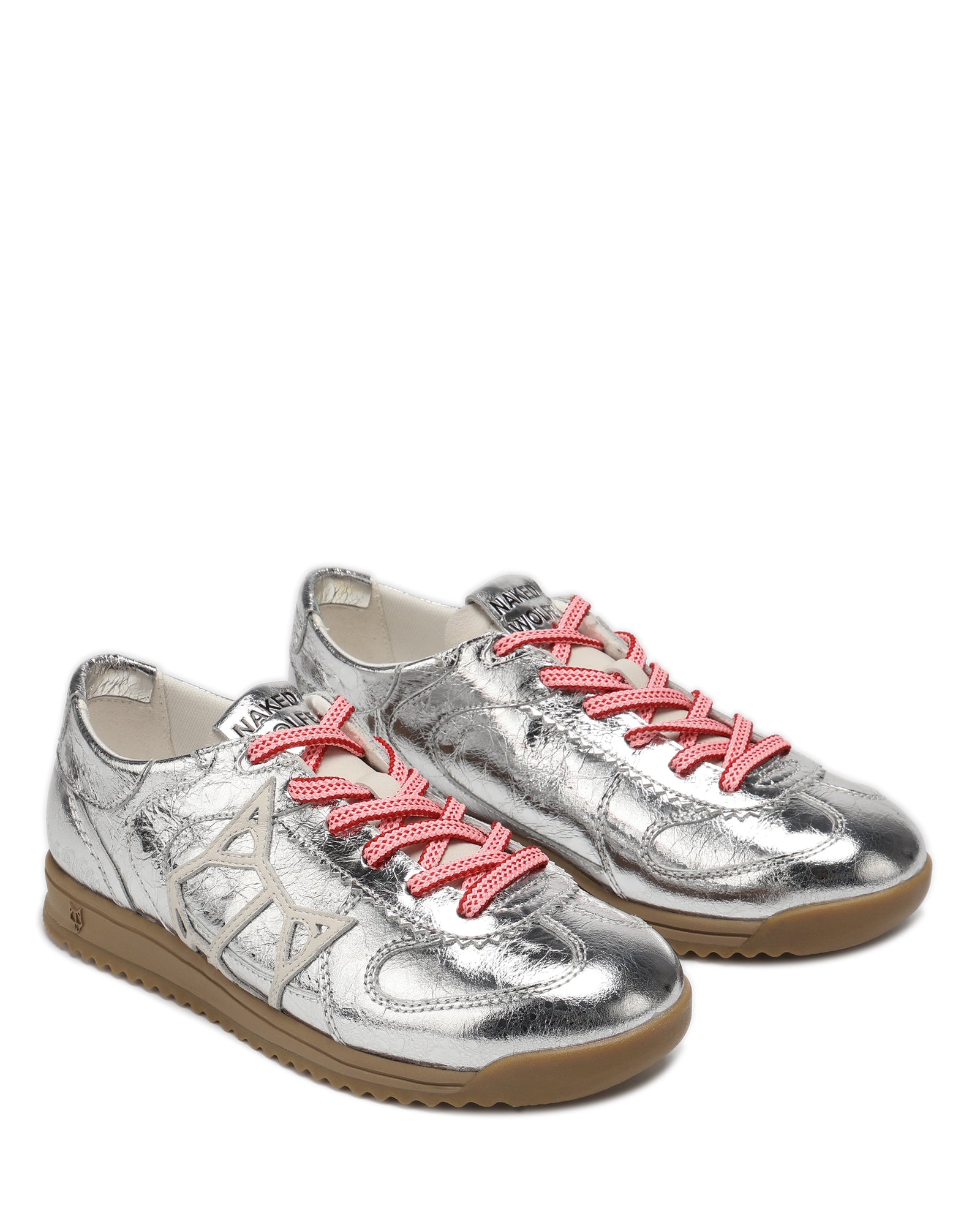 Womens | Exposuree Crinkle Metallic Leather Sneaker | Silver