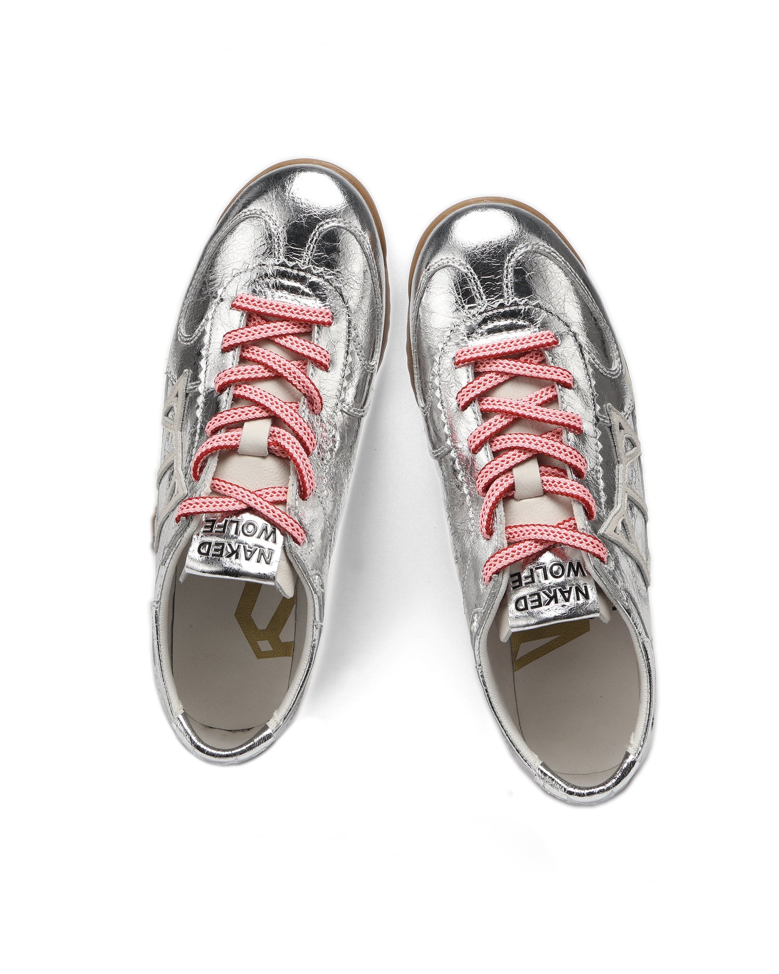 Womens | Exposuree Crinkle Metallic Leather Sneaker | Silver
