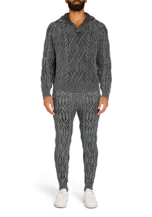Mens | Elijah Cable Knit Jogger | Washed Black
