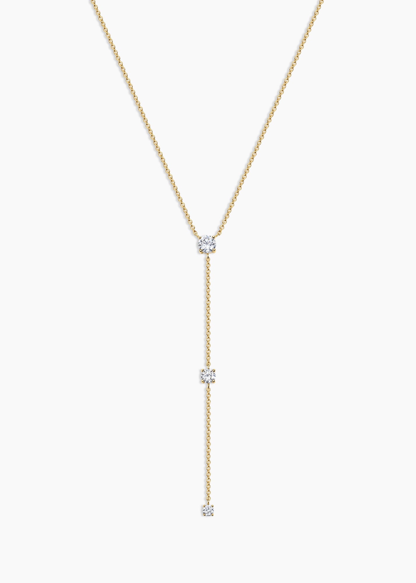 Jade Lariat Necklace | Clear Crystal | 14K Gold Plated